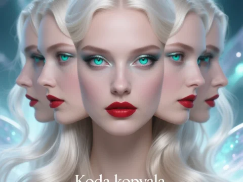 Surreal Portrait of Platinum Blonde Woman with Multiple Faces