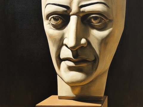 Surrealist Sculpture of a Human Head Bust