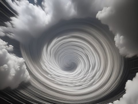 Swirling Vortex of Clouds in a Dark Sky