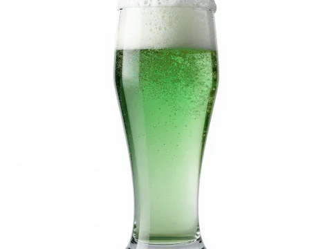 Tall Glass of Green Beer with Foam
