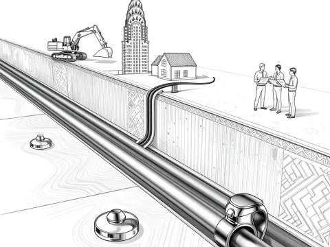 Technical Illustration of Underground Pipe Installation
