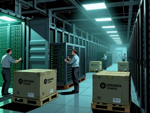 Technicians Managing Servers in a Data Center