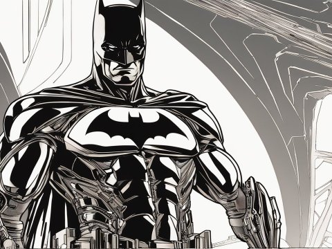 Technologically Enhanced Batman in Futuristic Armor
