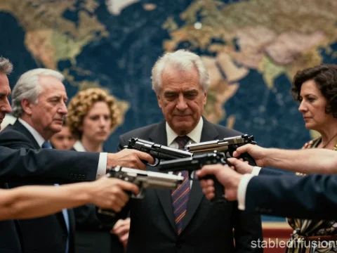 Tense Standoff Among Leaders with Guns Pointed