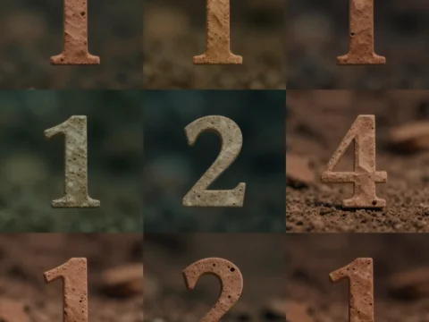 Terracotta Number Texture Set with Natural Earthy Backgrounds