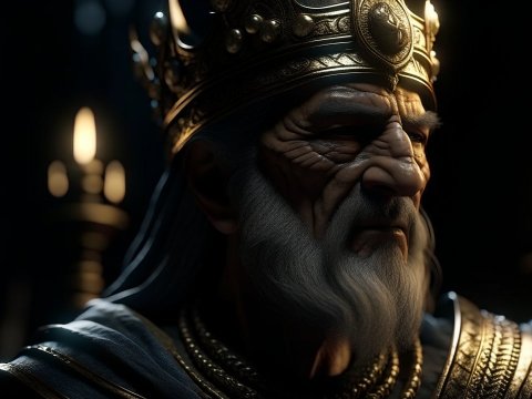 The King's Somber Realization in Dim Candlelight