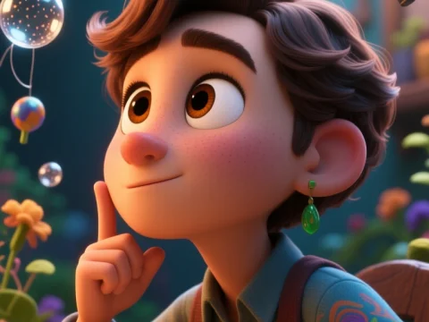 Thoughtful Young Artist in a Magical Studio