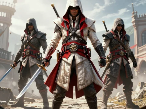 Three Hooded Assassins in Medieval Setting