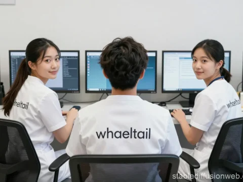 Three Nurses Working at Computers in Modern Medical Office