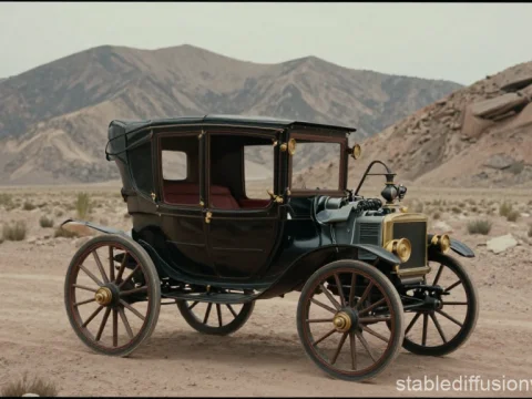 Timeless Vintage Carriage in Desert Landscape