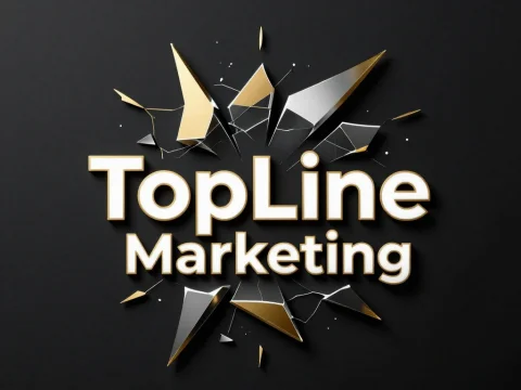 TopLine Marketing Logo with Shattered Metallic Effect