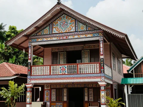 Traditional Decorated Terrace House with Intricate Patterns
