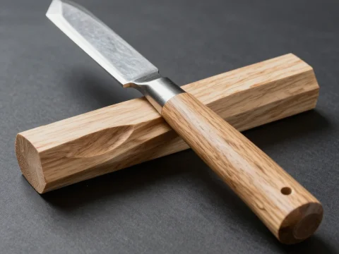 Traditional Japanese Kiridashi Knife with Wooden Sheath