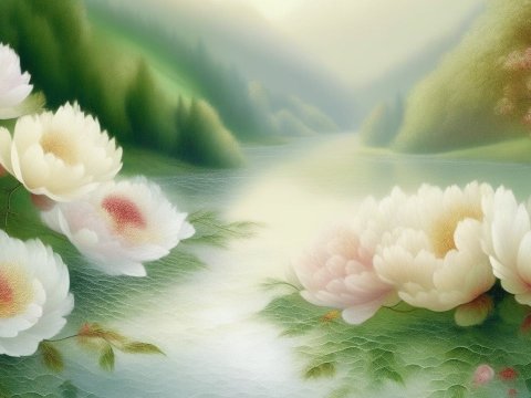 Tranquil Floral Landscape with Soft Light