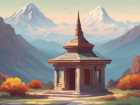 Tranquil Mountain Shrine at Sunrise