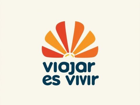 Travel is Living Logo with Warm Sunburst Design