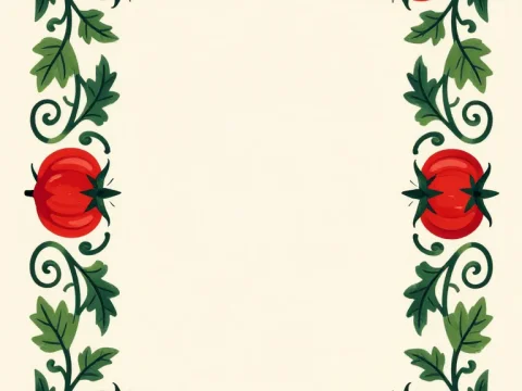 Turkish Folk Art Inspired Tomato Botanical Border