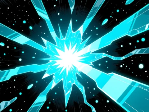 Turquoise Energy Burst in Space