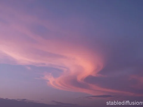 Twisting Pink Clouds at Dusk