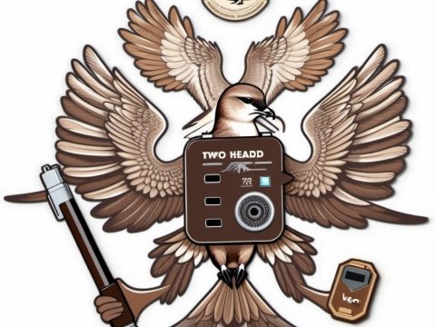 Two-Headed Bird Emblem with Mechanical Elements