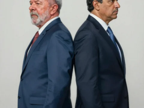 Two Men in Formal Suits Standing Back to Back
