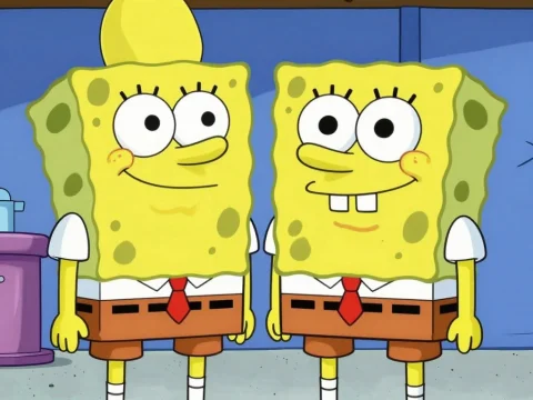Two SpongeBob Characters Side by Side in Cartoon Style