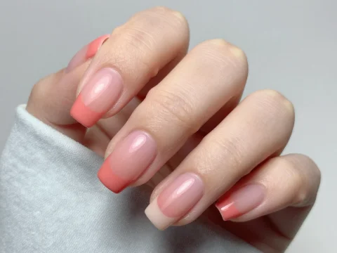 Ultra Realistic French Manicure with Coral Tips