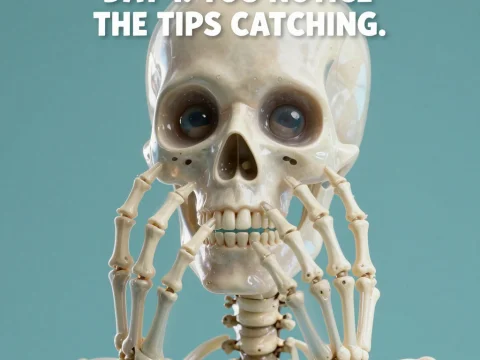 Uncanny Valley Skeleton Close-Up with Catching Tips