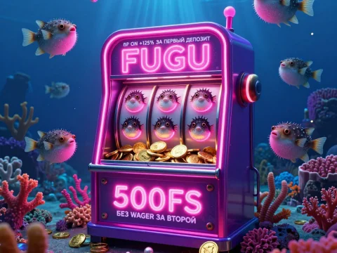 Undersea Fugu Slot Machine with Neon Glow
