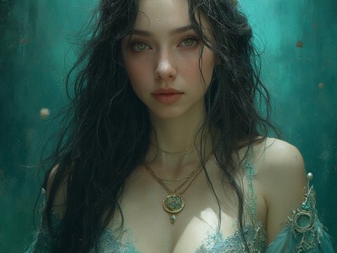 Underwater Mermaid Queen with Pearl Crown