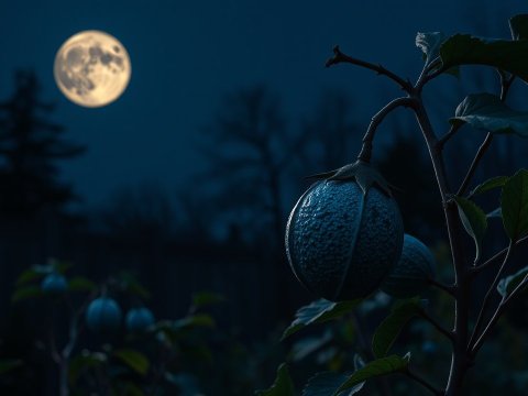 Unique Blue Moon Fruit Under Full Moonlight