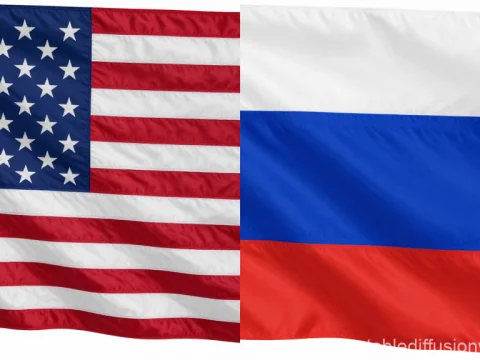 United States and Russian Flags Side by Side