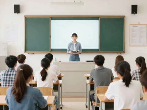 University Classroom Lecture with Students and Instructor