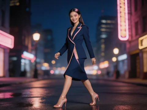 Urban Chic Luxury Fashion Night Walk