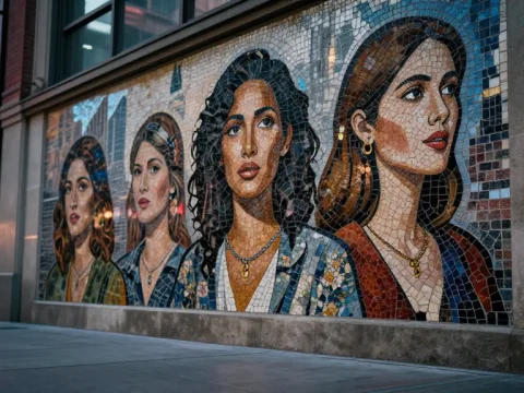 Urban Mosaic Mural of Four Women