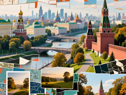 Urban Still Life Collage Featuring Moscow Cityscape