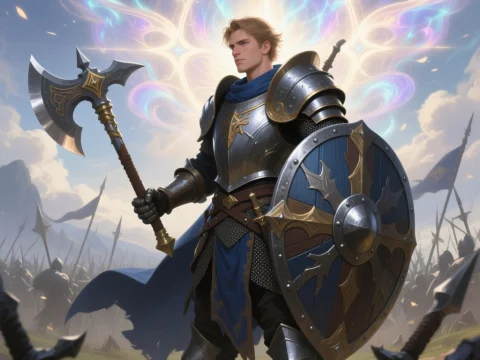 Valiant Knight in Shining Armor with Magical Aura