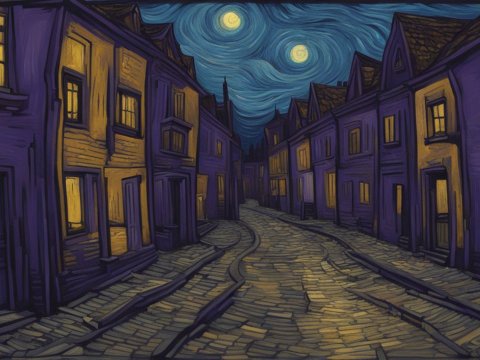 Van Gogh Inspired Night Street Scene