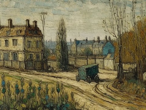 Van Gogh Style Parisian Street Scene