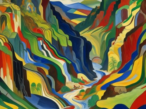 Variegated Canyon in Abstract Painting Style