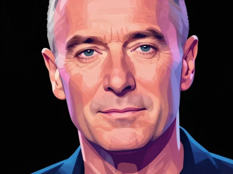 Vector Portrait of a Mature Man with Blue Eyes