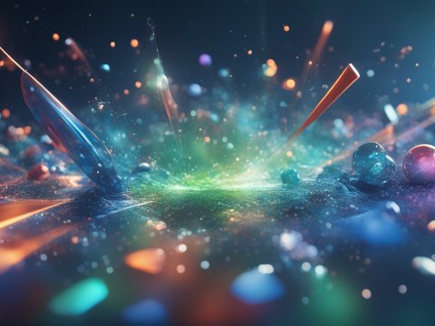 Vibrant 3D Abstract Light Reflections with Colorful Particles