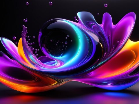 Vibrant 3D Rendered Organic Liquid Form