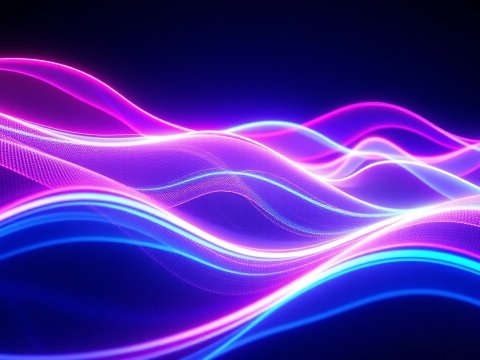 Vibrant Abstract 3D Waves with Neon Glow