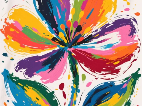 Vibrant Abstract Floral Painting with Bold Brushstrokes