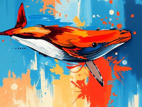 Vibrant Abstract Whale Painting