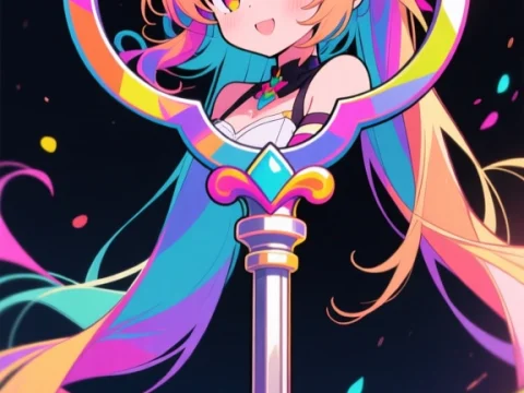 Vibrant Anime Girl Inside Magical Key