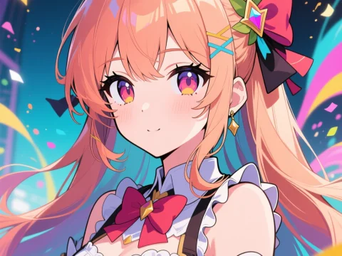 Vibrant Anime Girl with Pink Hair and Colorful Accessories