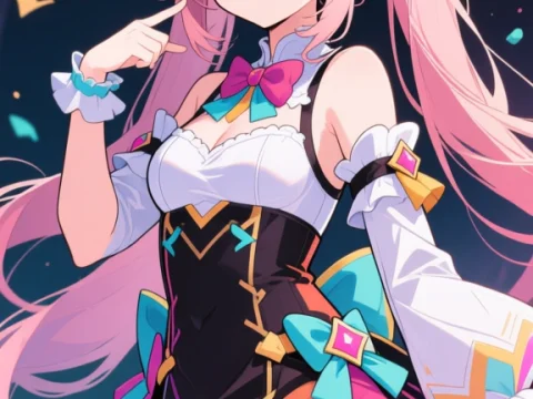 Vibrant Anime Girl with Pink Hair and Colorful Outfit