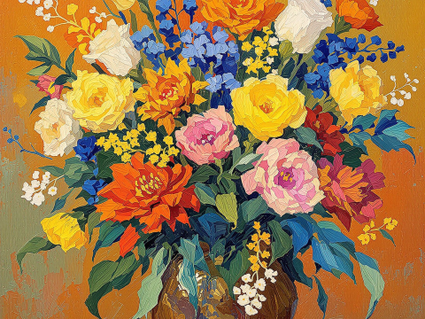 Vibrant Bouquet of Flowers in a Vase